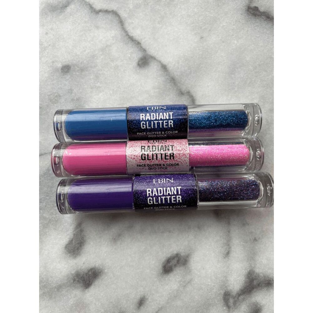 Ebin Radiant Glitter Face Glitter and Color Duo Sticks Lot of 3